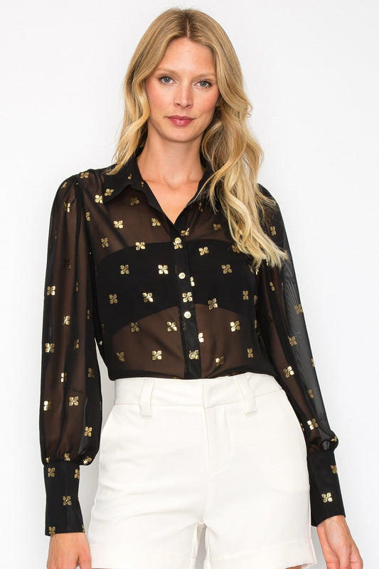 GlamCuff Embellished Sleeve Shirt