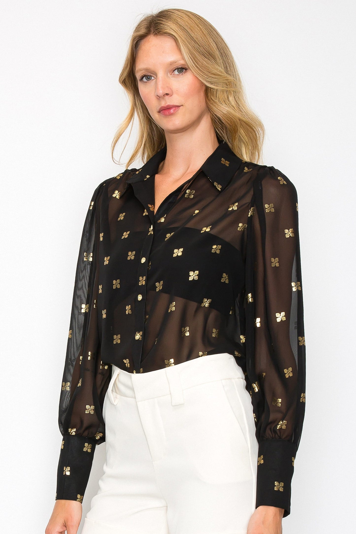 GlamCuff Embellished Sleeve Shirt