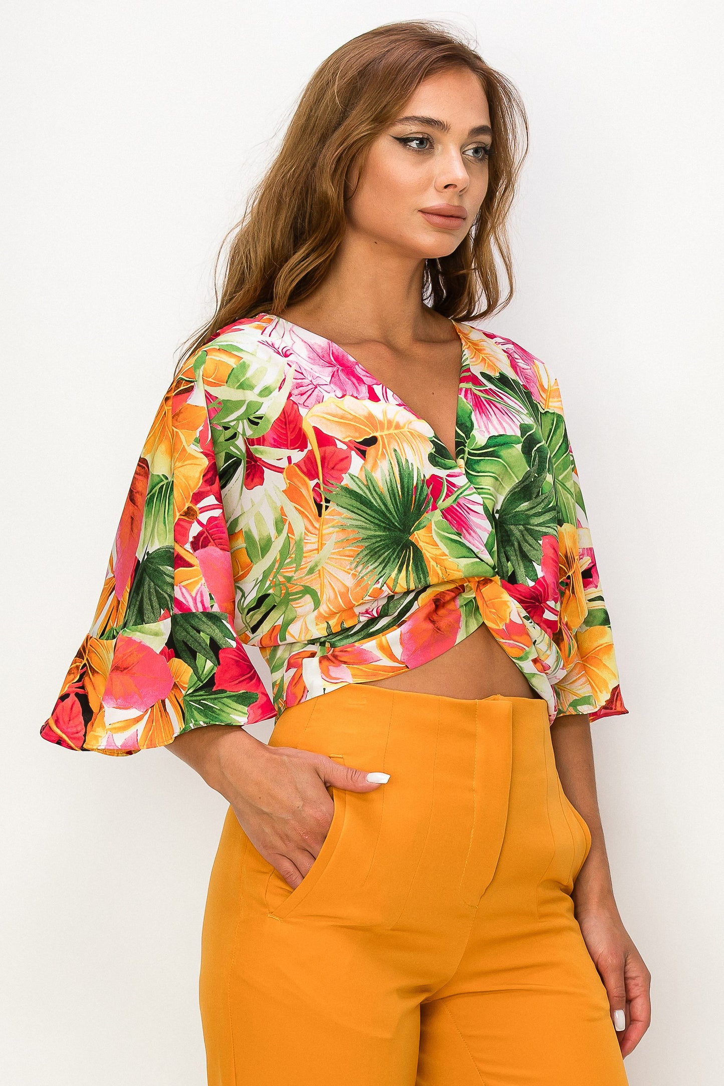 Blooming Grace - Floral Print Crop Top