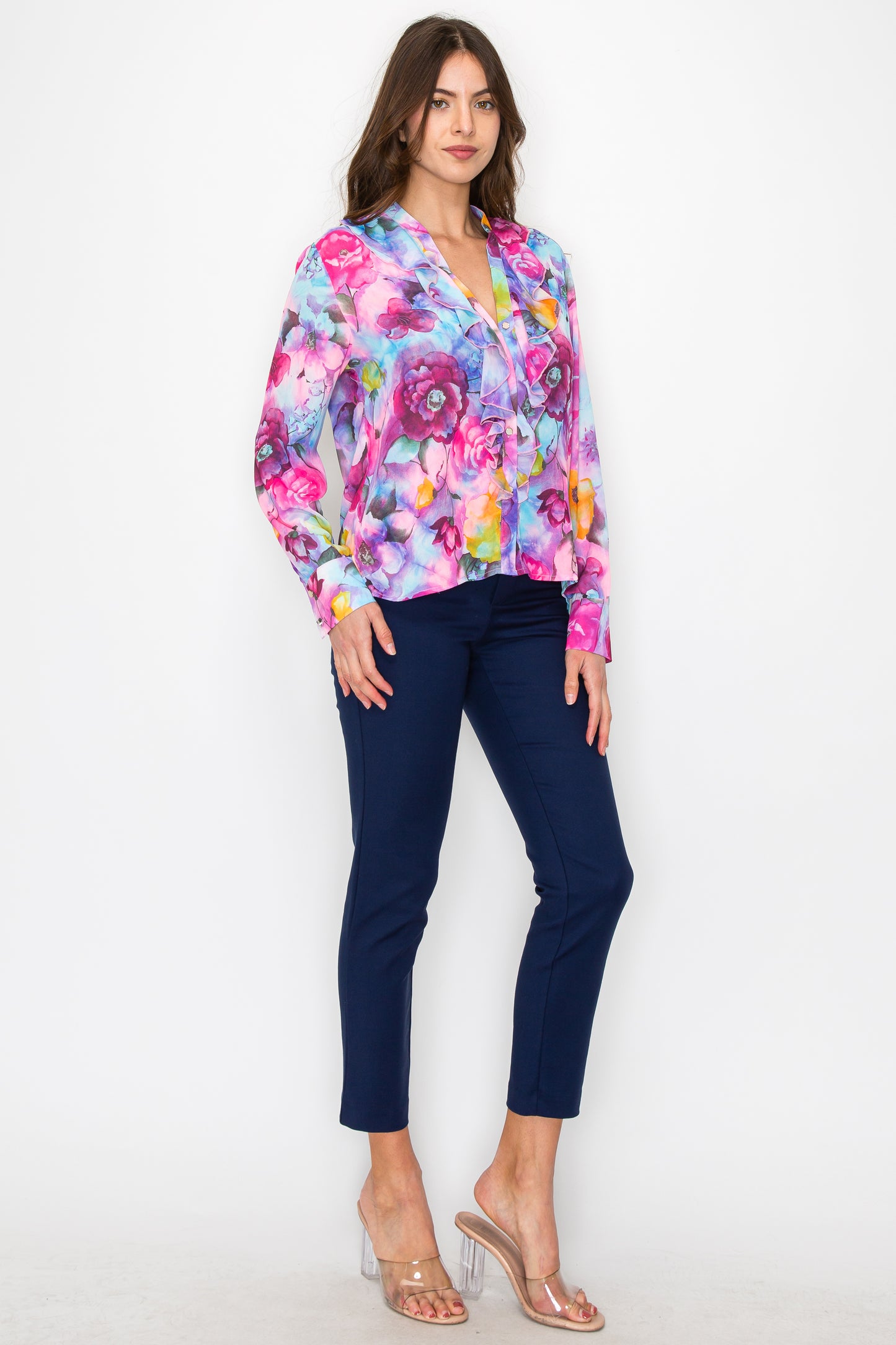 Women's Long Sleeve Floral Print Top with Ruffles. Please, go to shop at onenmoreusa.com. The best price and deal w'/ wholesaleprice !!!