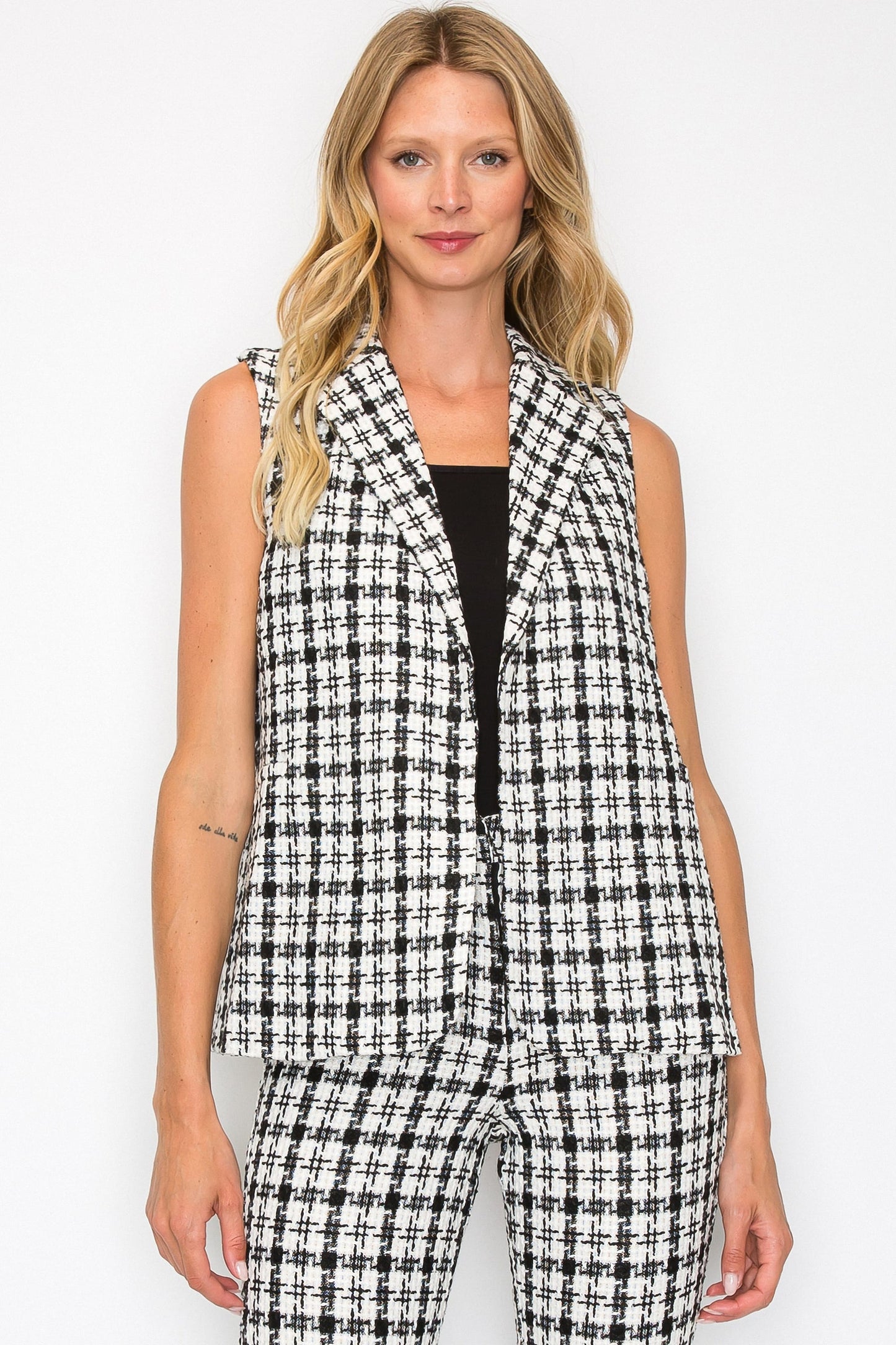 Plaid Essence Sleeveless Lapel Vest