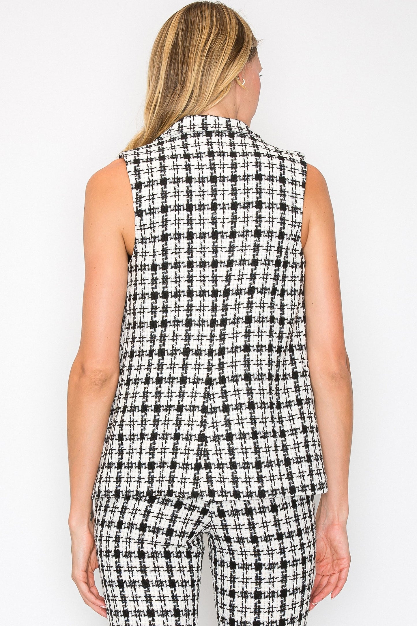 Plaid Essence Sleeveless Lapel Vest