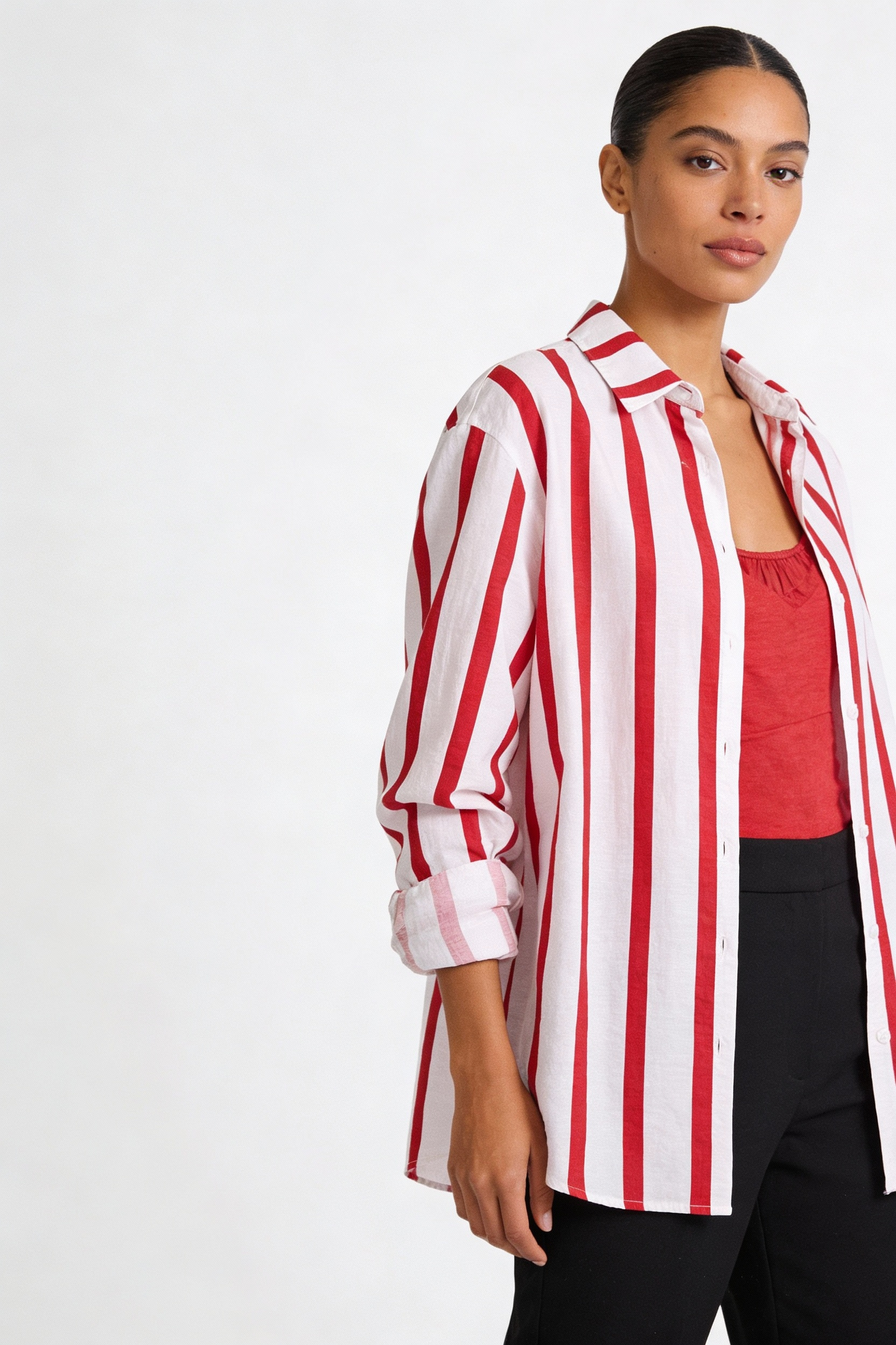 Bold Vertical Stripe Relaxed Shirt