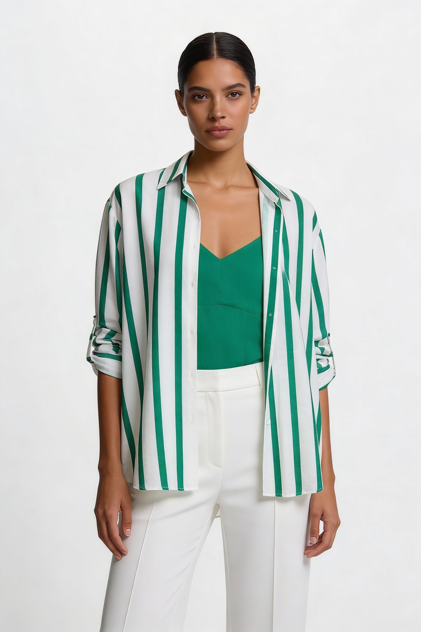 Bold Vertical Stripe Relaxed Shirt