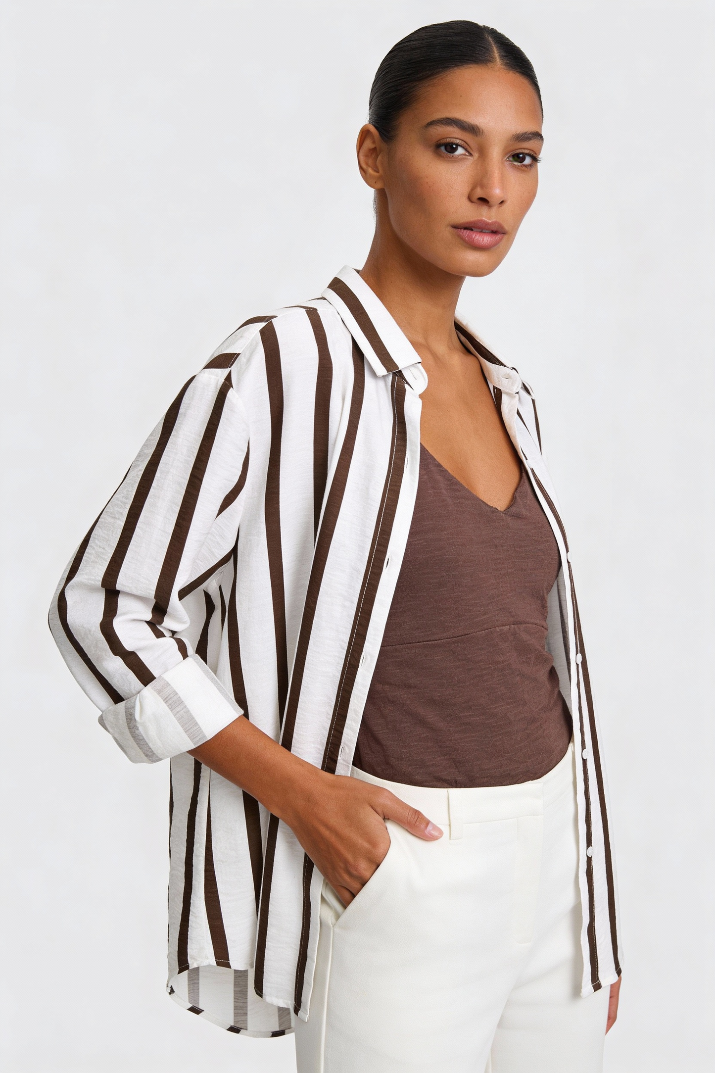 Bold Vertical Stripe Relaxed Shirt
