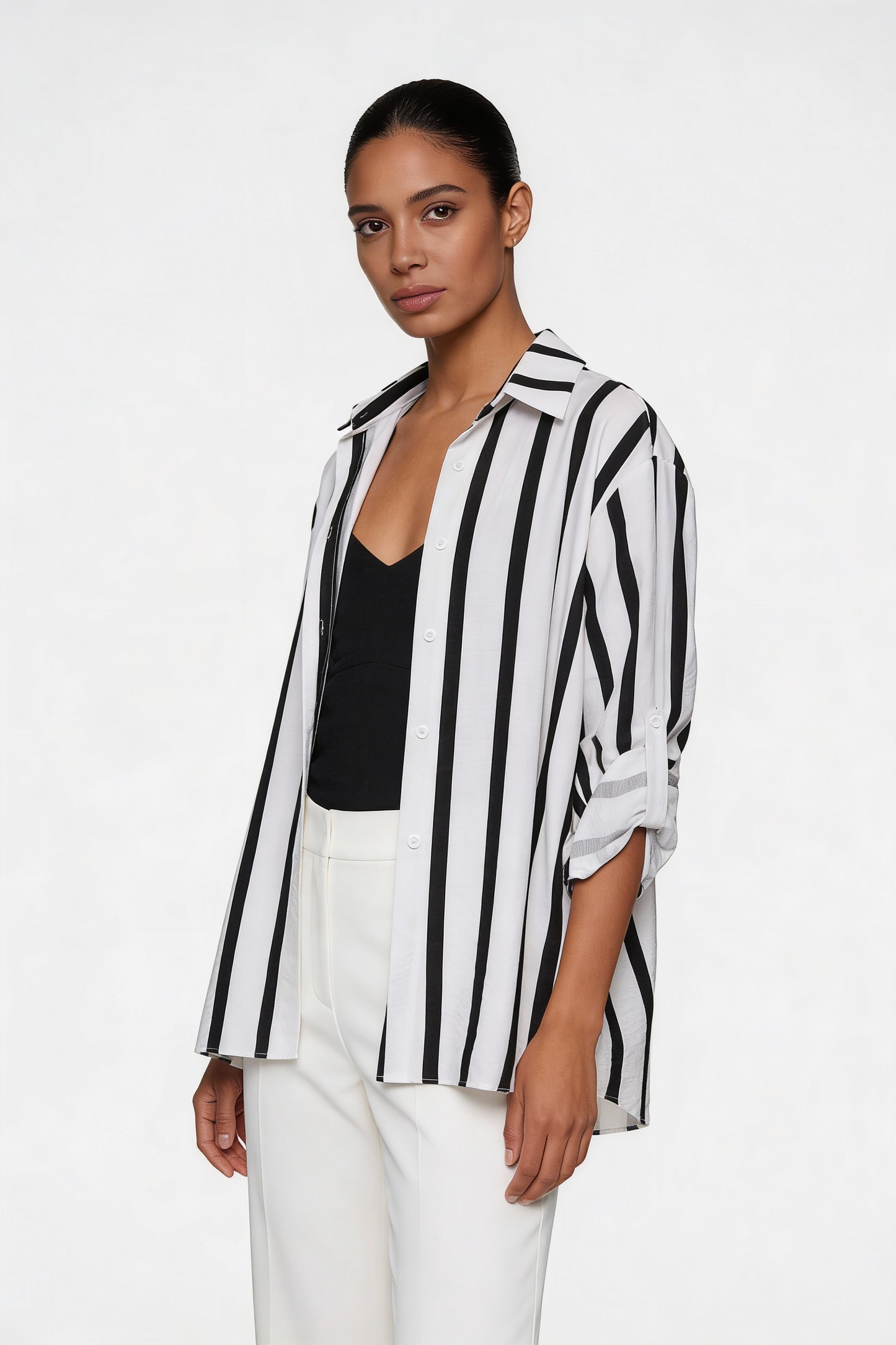 Bold Vertical Stripe Relaxed Shirt