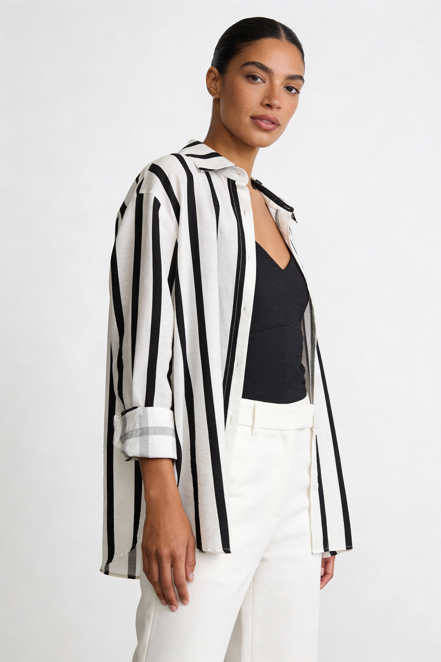 Bold Vertical Stripe Relaxed Shirt