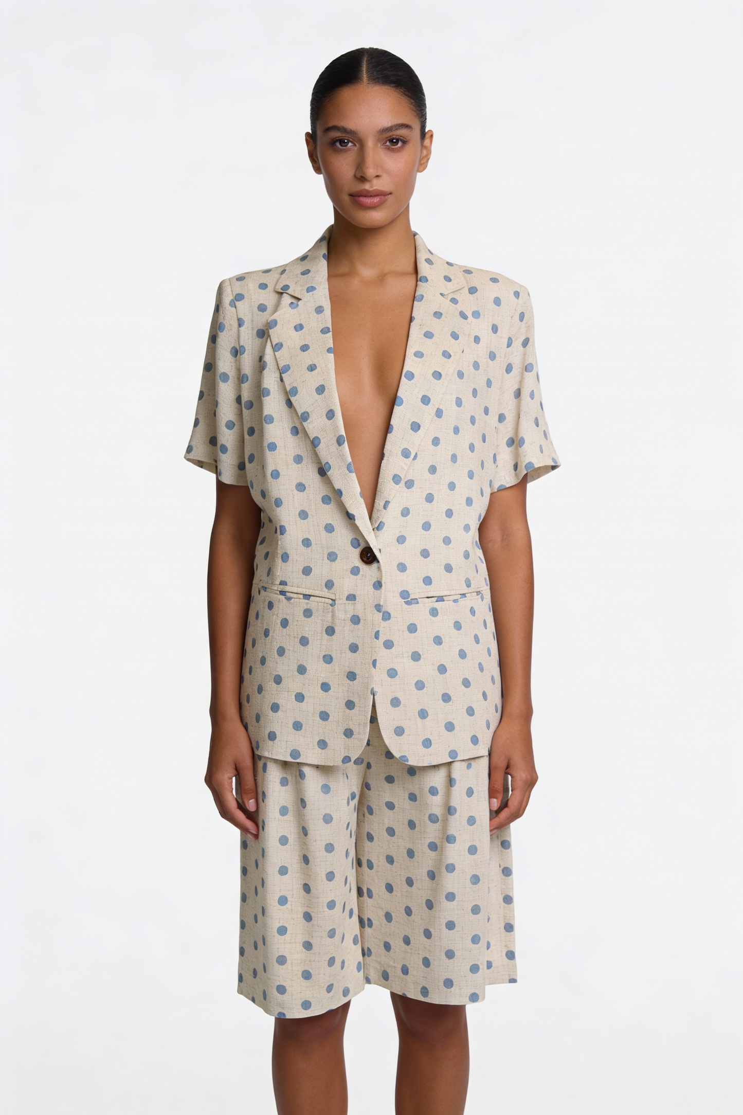 Polka Dot Short Sleeve Blazer & Bermuda Set