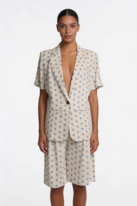Polka Dot Short Sleeve Blazer & Bermuda Set