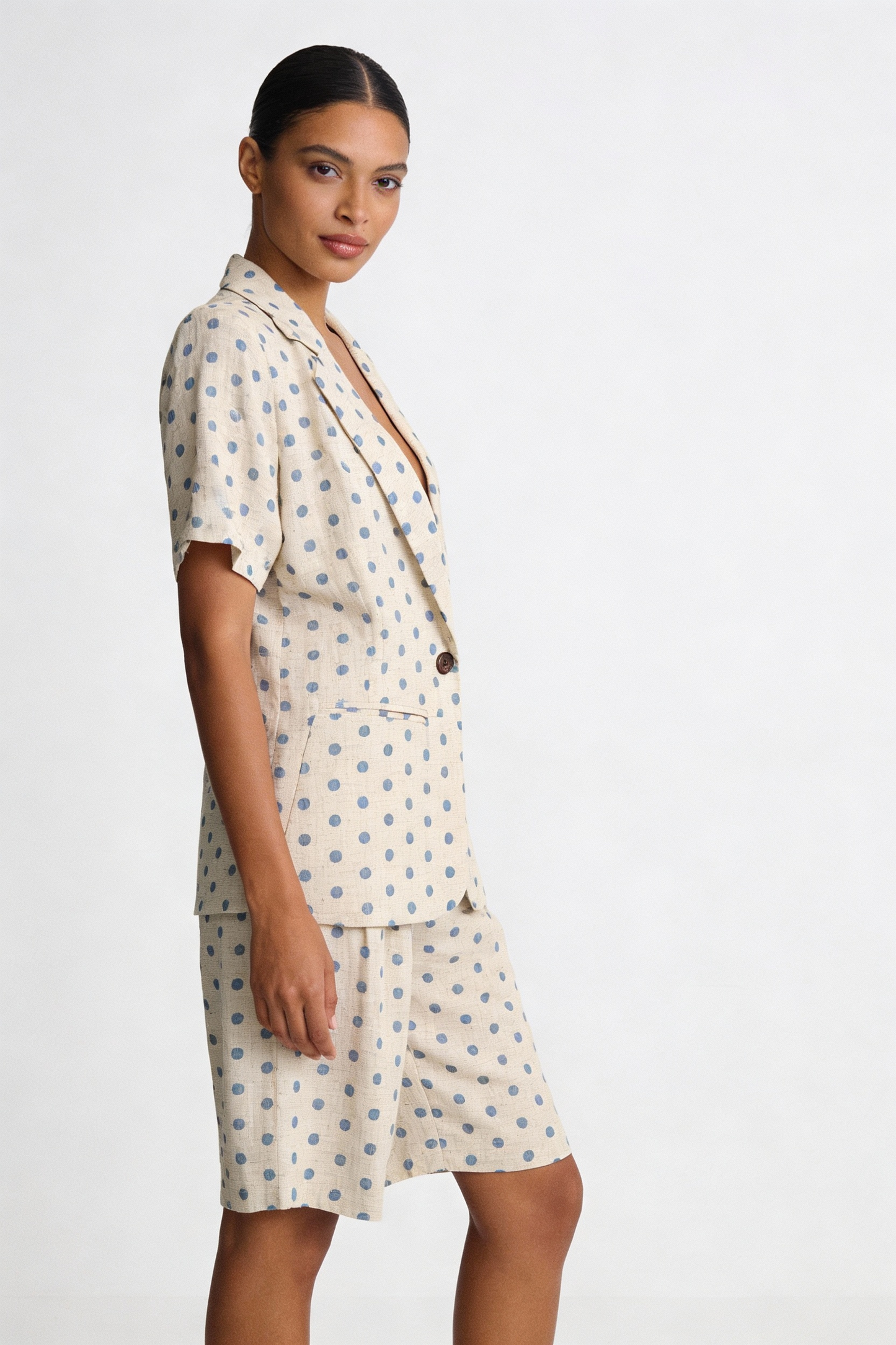 Polka Dot Short Sleeve Blazer & Bermuda Set