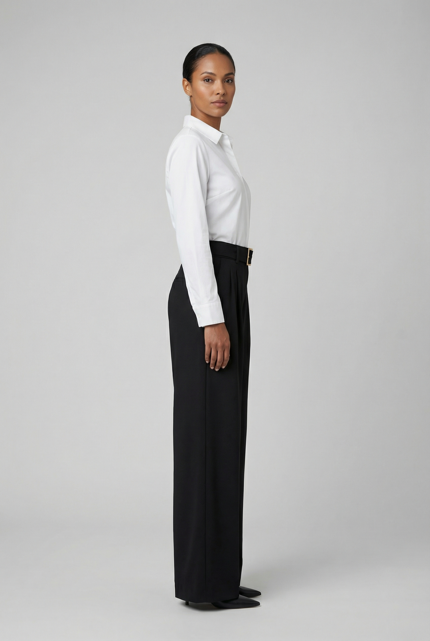 Belted High-Waist Wide-Leg Trousers