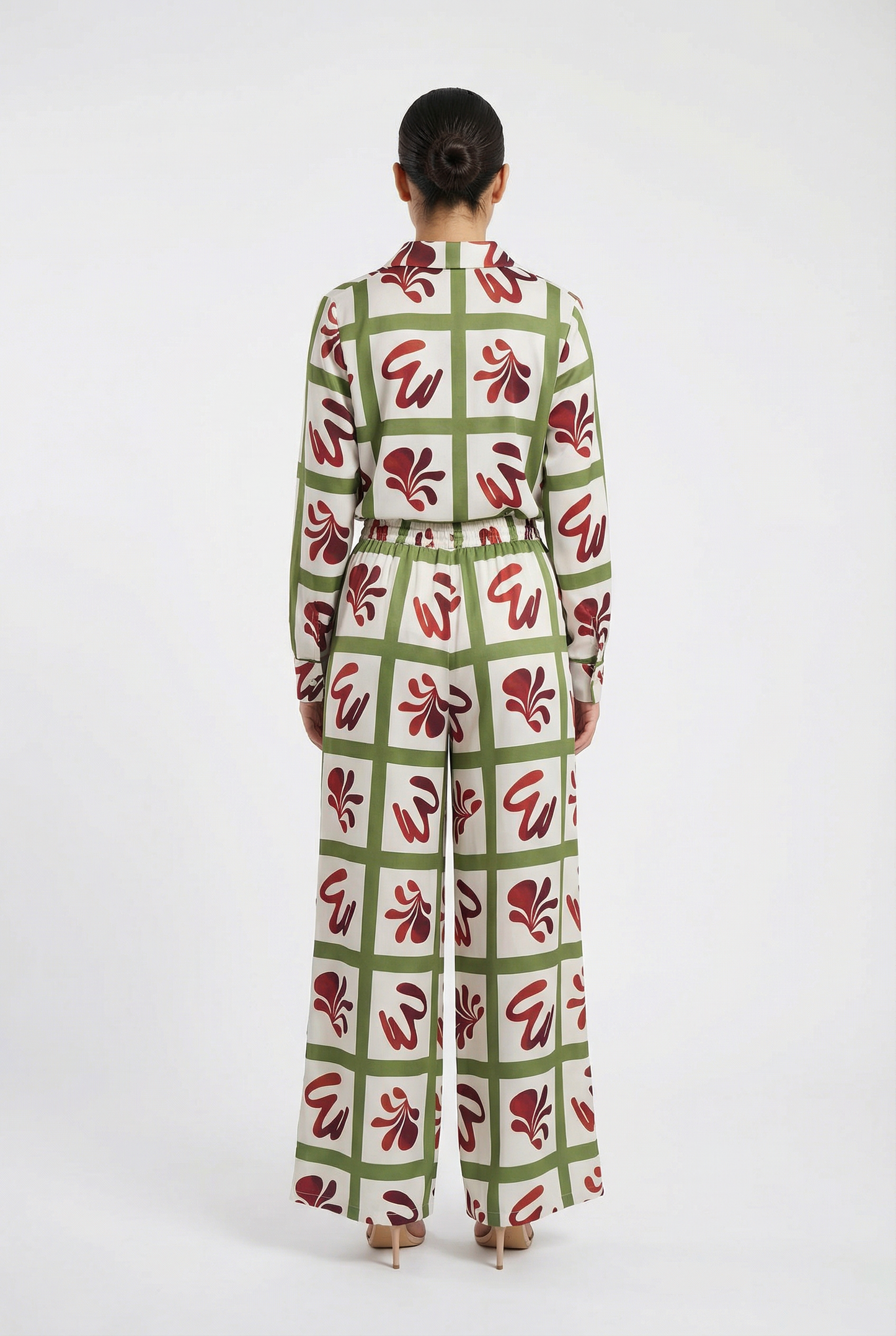 Geometric Floral Grid Shirt & Pant Set