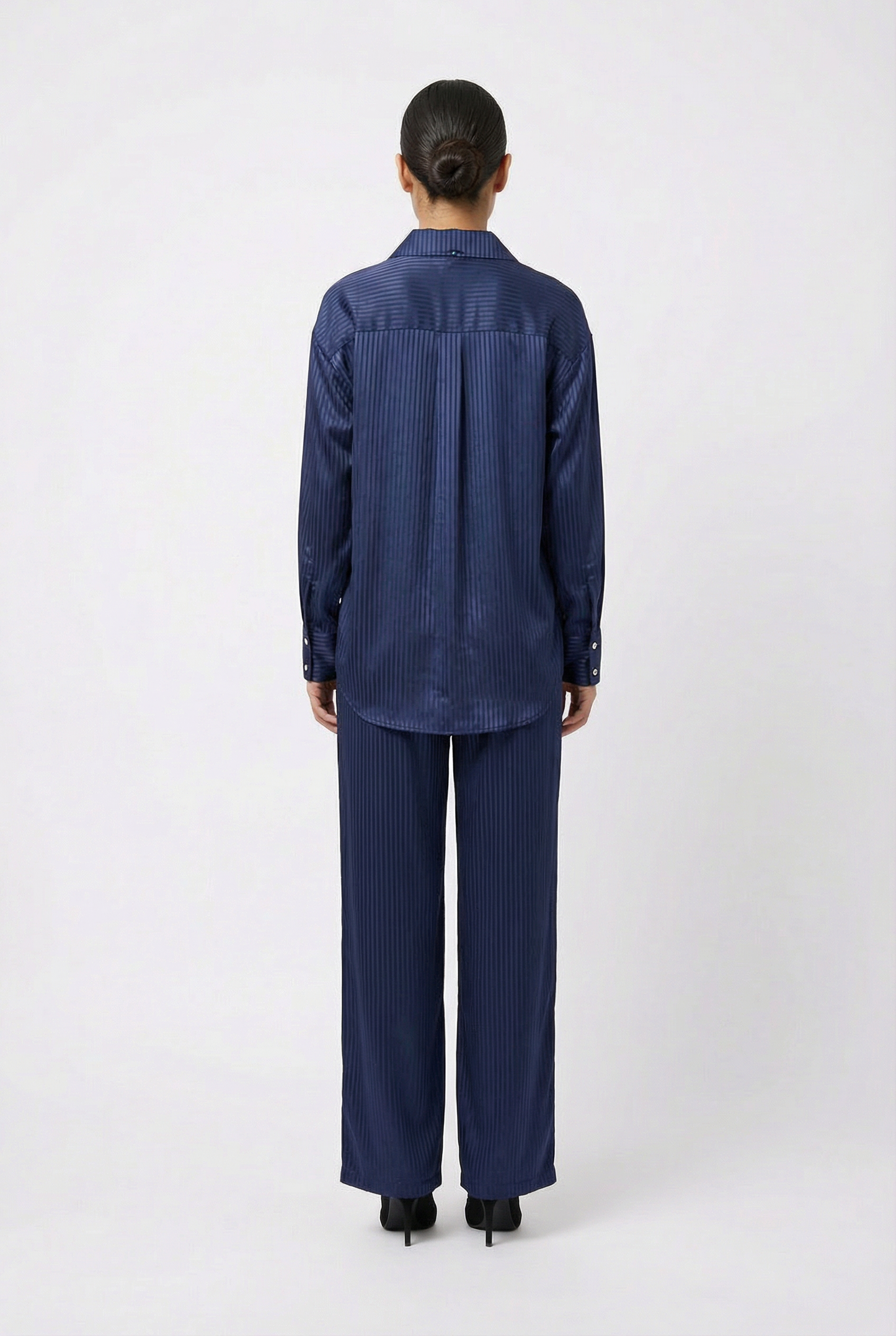 Satin Shadow Stripe Shirt & Pant Set
