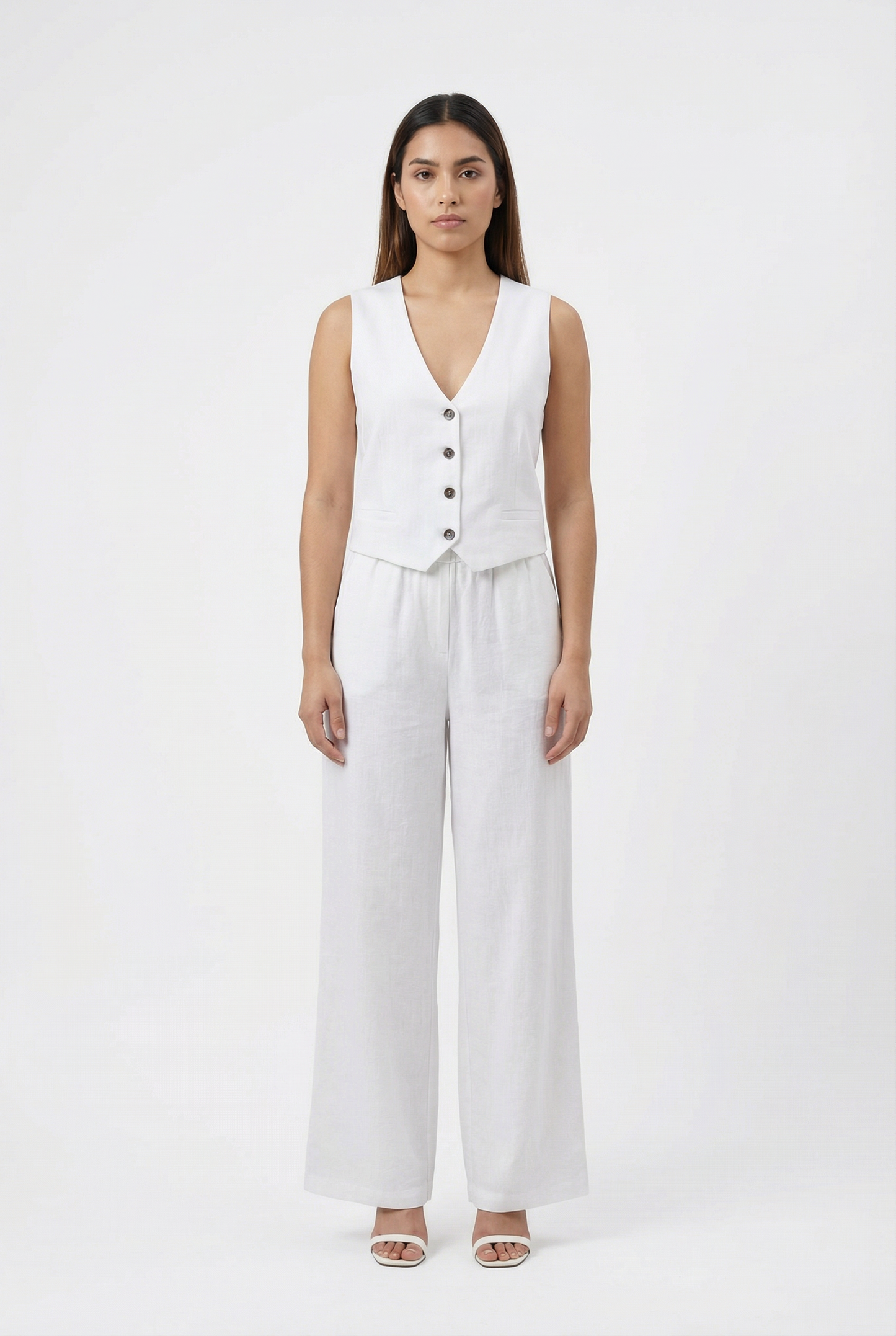 Button-Front Cotton Vest & Pant Set