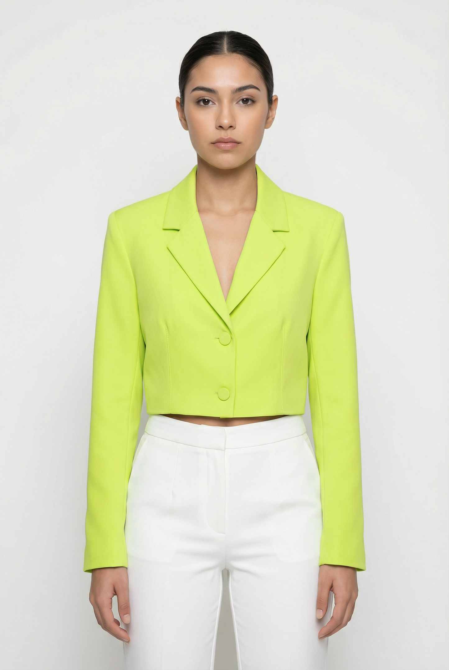 Classic Two-Button Cropped Blazer