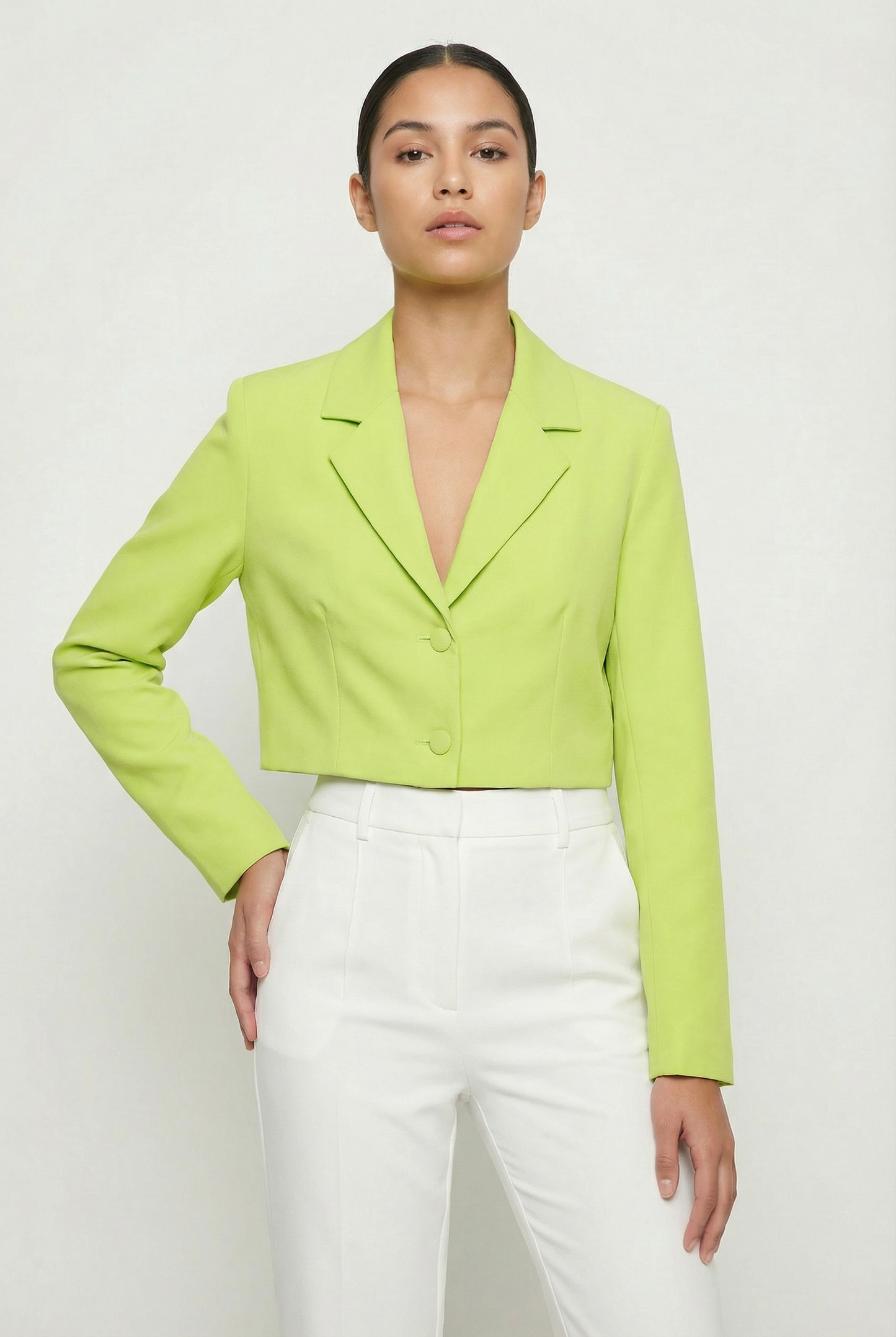 Classic Two-Button Cropped Blazer