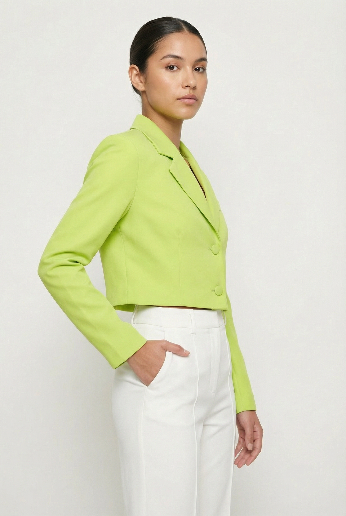 Classic Two-Button Cropped Blazer