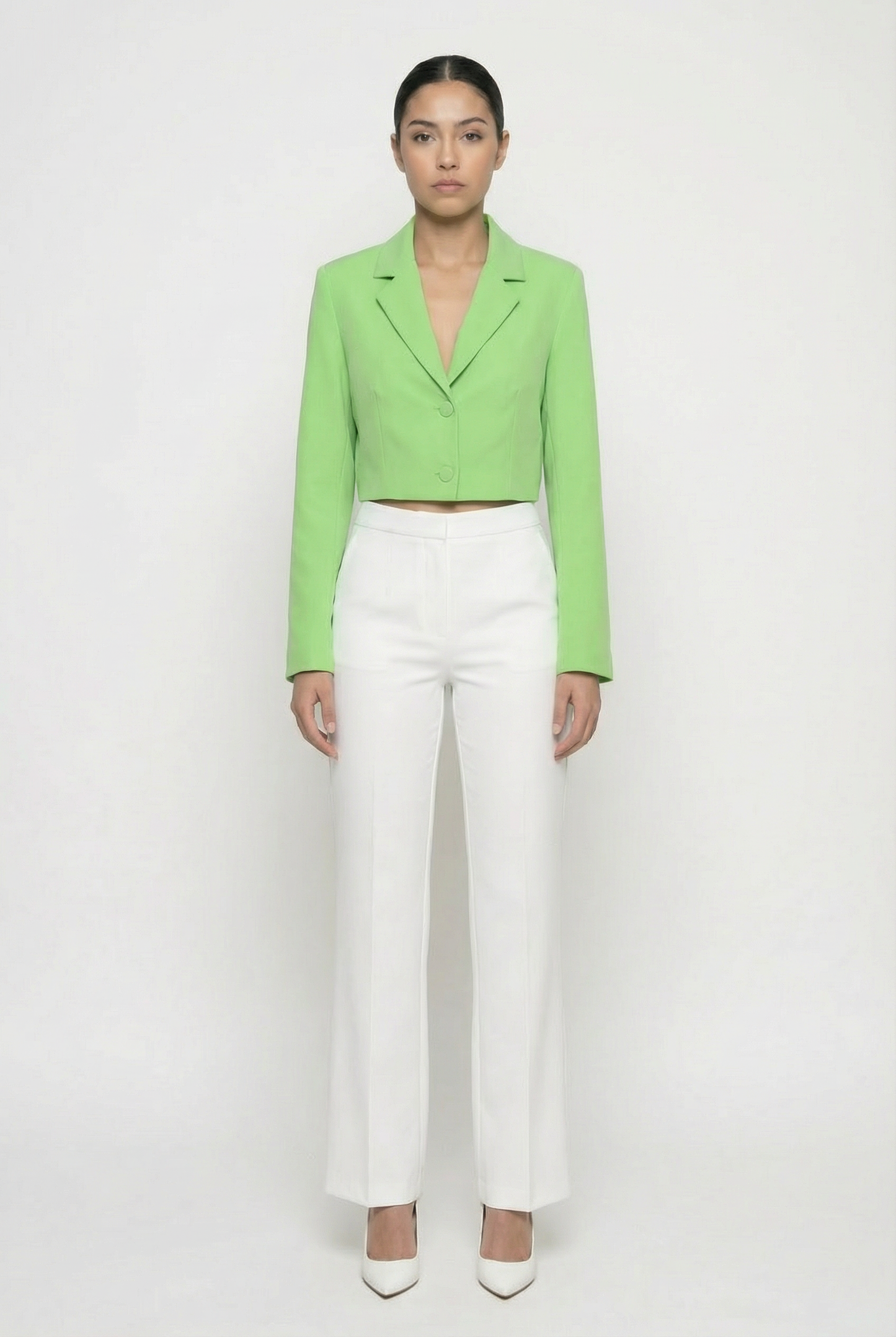 Classic Two-Button Cropped Blazer