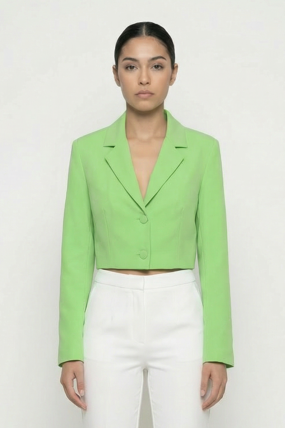 Classic Two-Button Cropped Blazer