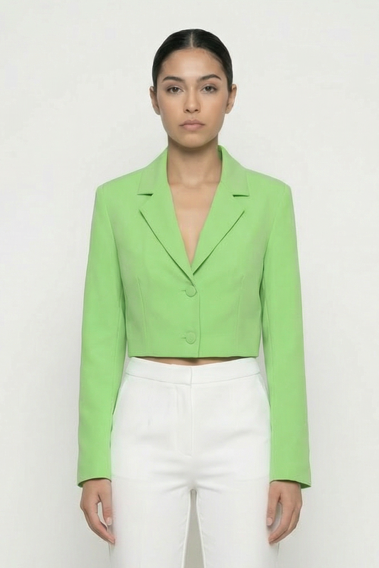 Classic Two-Button Cropped Blazer