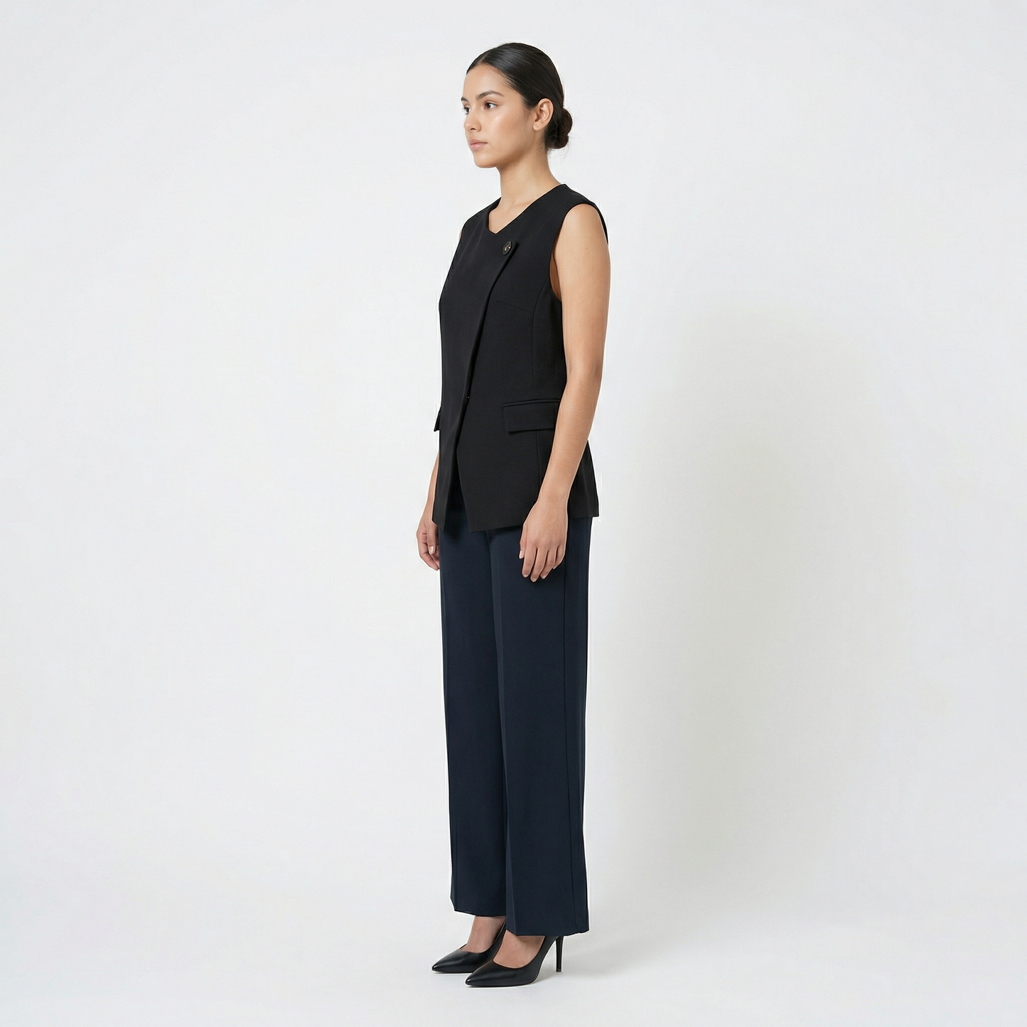 Asymmetric Wrap Vest &amp; Wide-Leg Pant Set