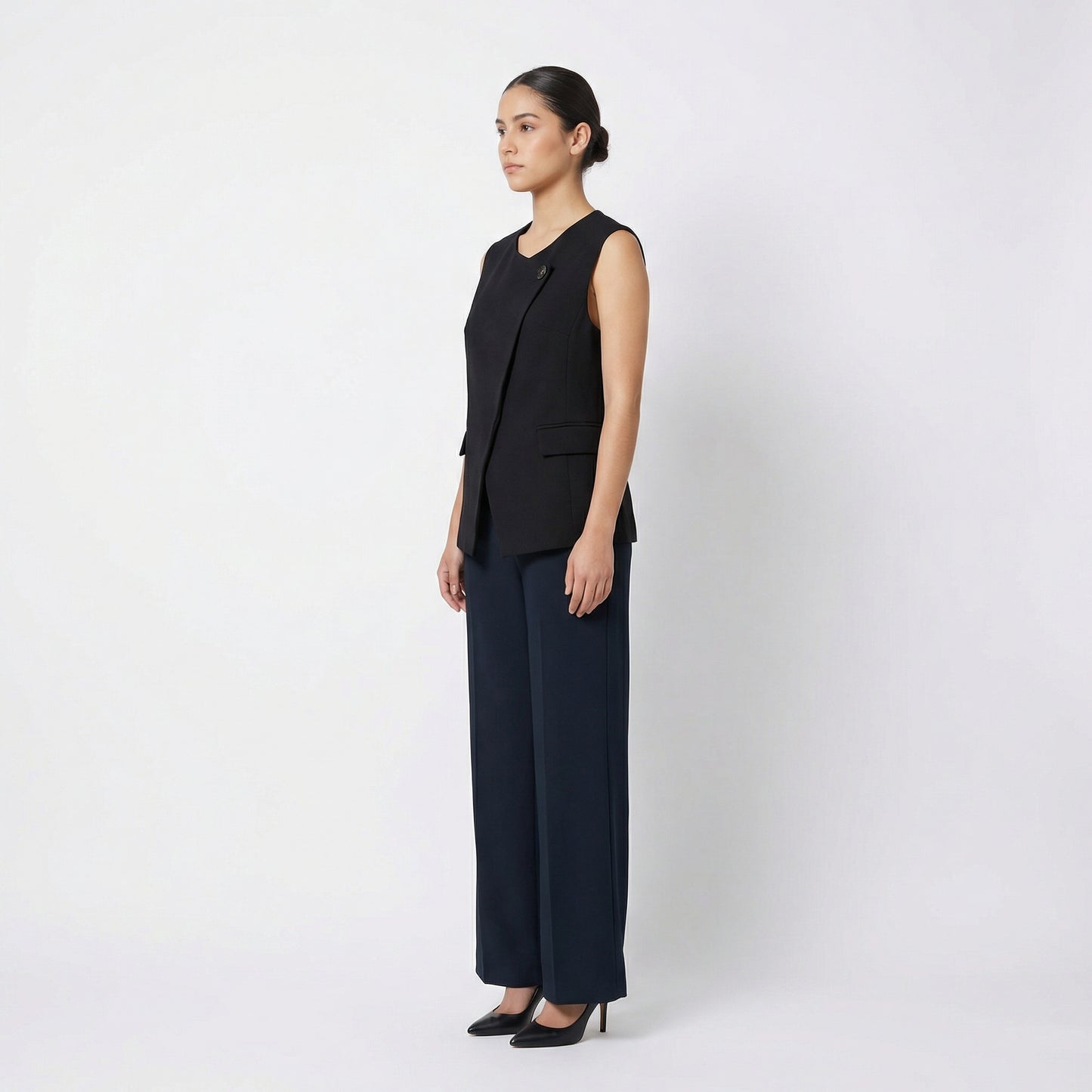 Asymmetric Wrap Vest &amp; Wide-Leg Pant Set