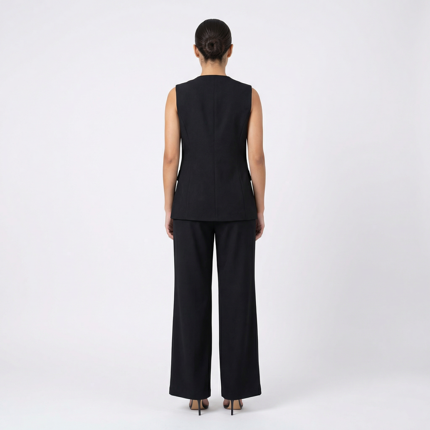 Asymmetric Wrap Vest &amp; Wide-Leg Pant Set