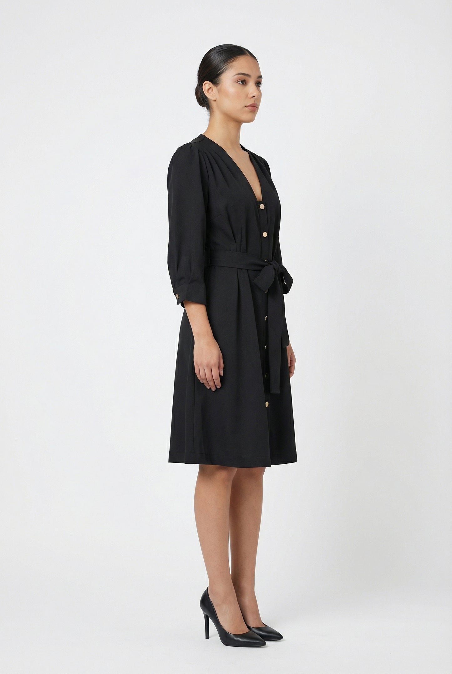 Button-Down Tie-Waist Mini Dress