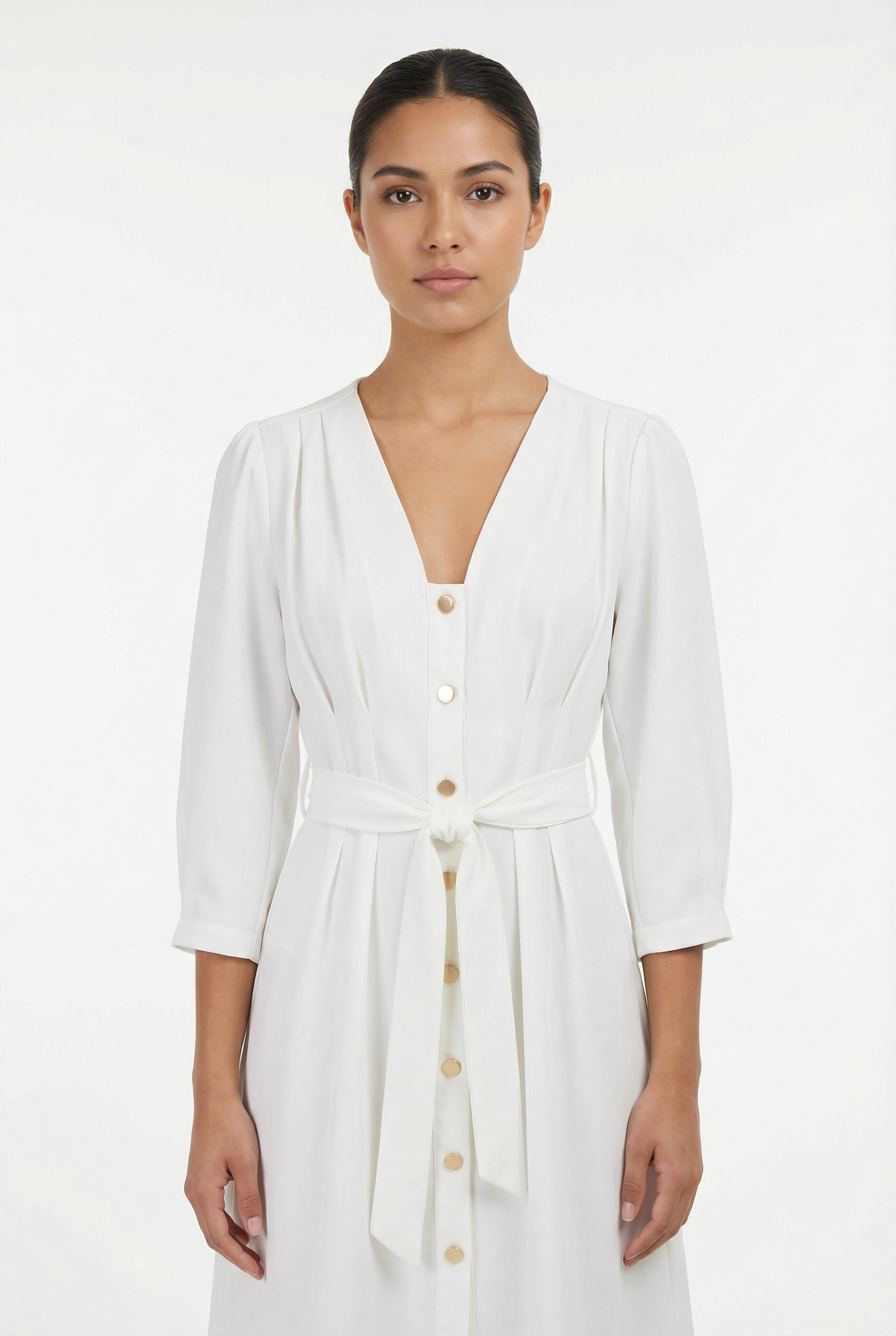 Button-Down Tie-Waist Mini Dress