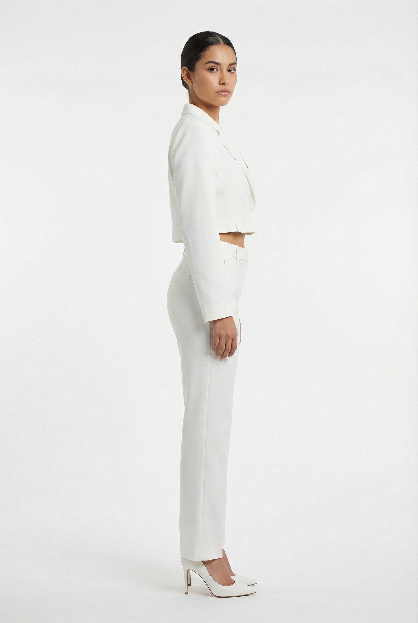 Tailored Single-Button Cropped Blazer