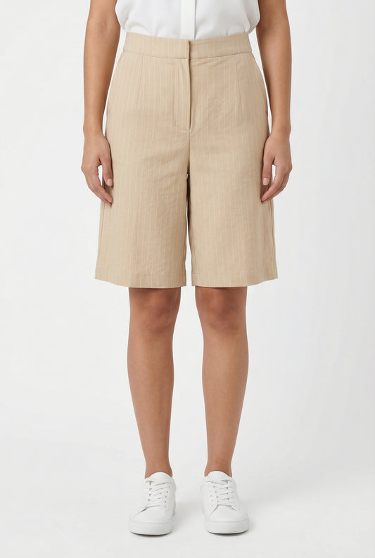 Pinstripe Linen-Blend Bermuda Shorts