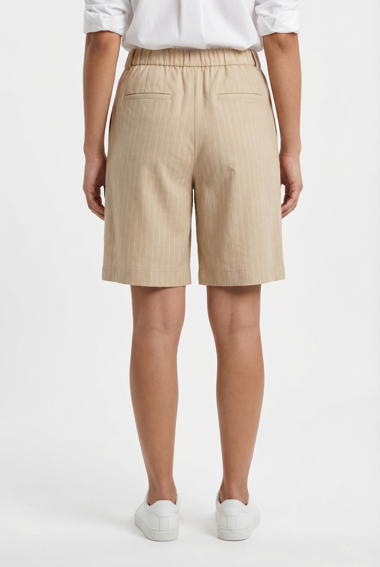 Pinstripe Linen-Blend Bermuda Shorts