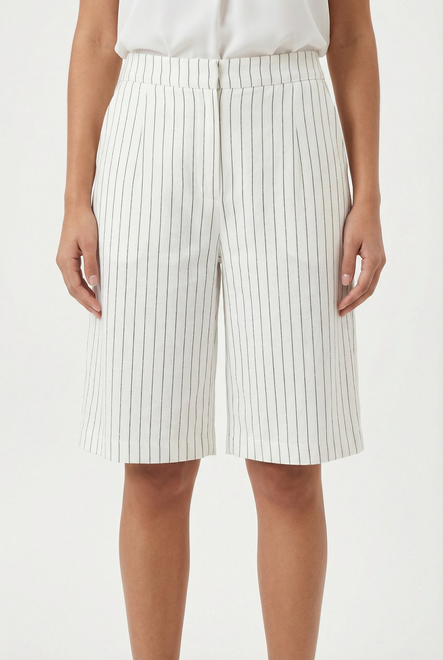 Pinstripe Linen-Blend Bermuda Shorts