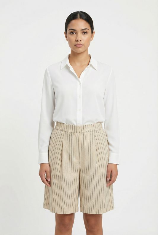 Pinstripe Tailored Bermuda Shorts
