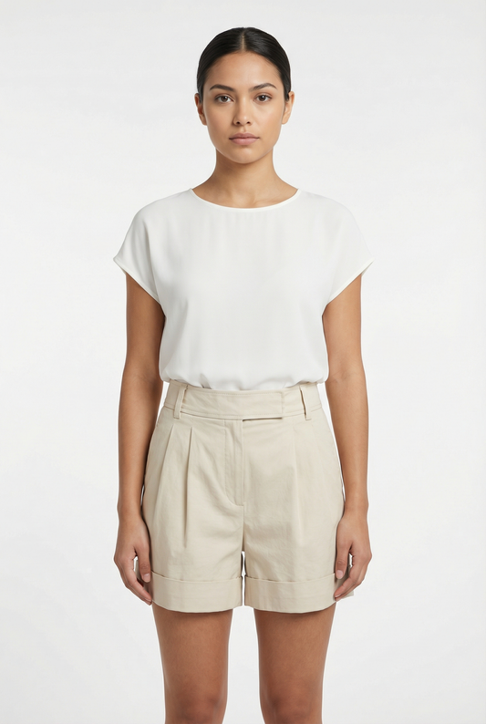 Tailored Pleated Cuffed Shorts