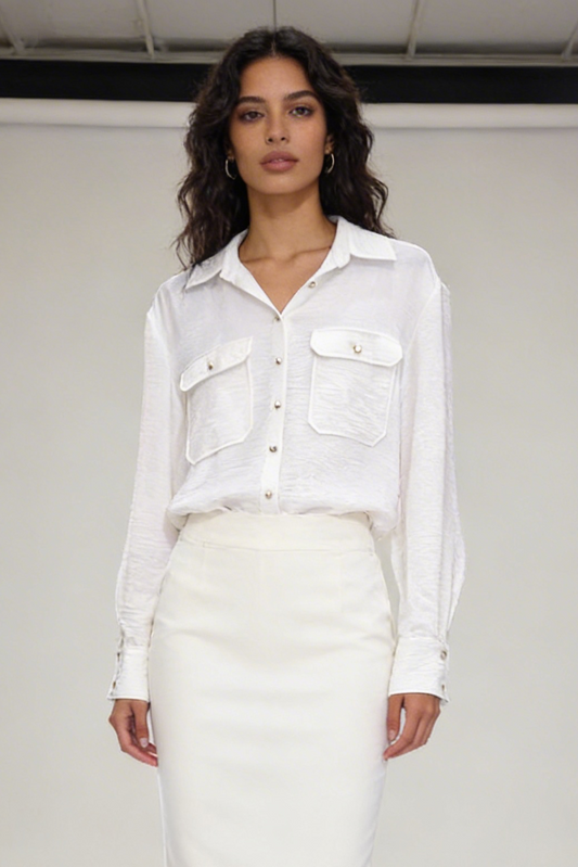 Textured Oversized Button-Down Shirt