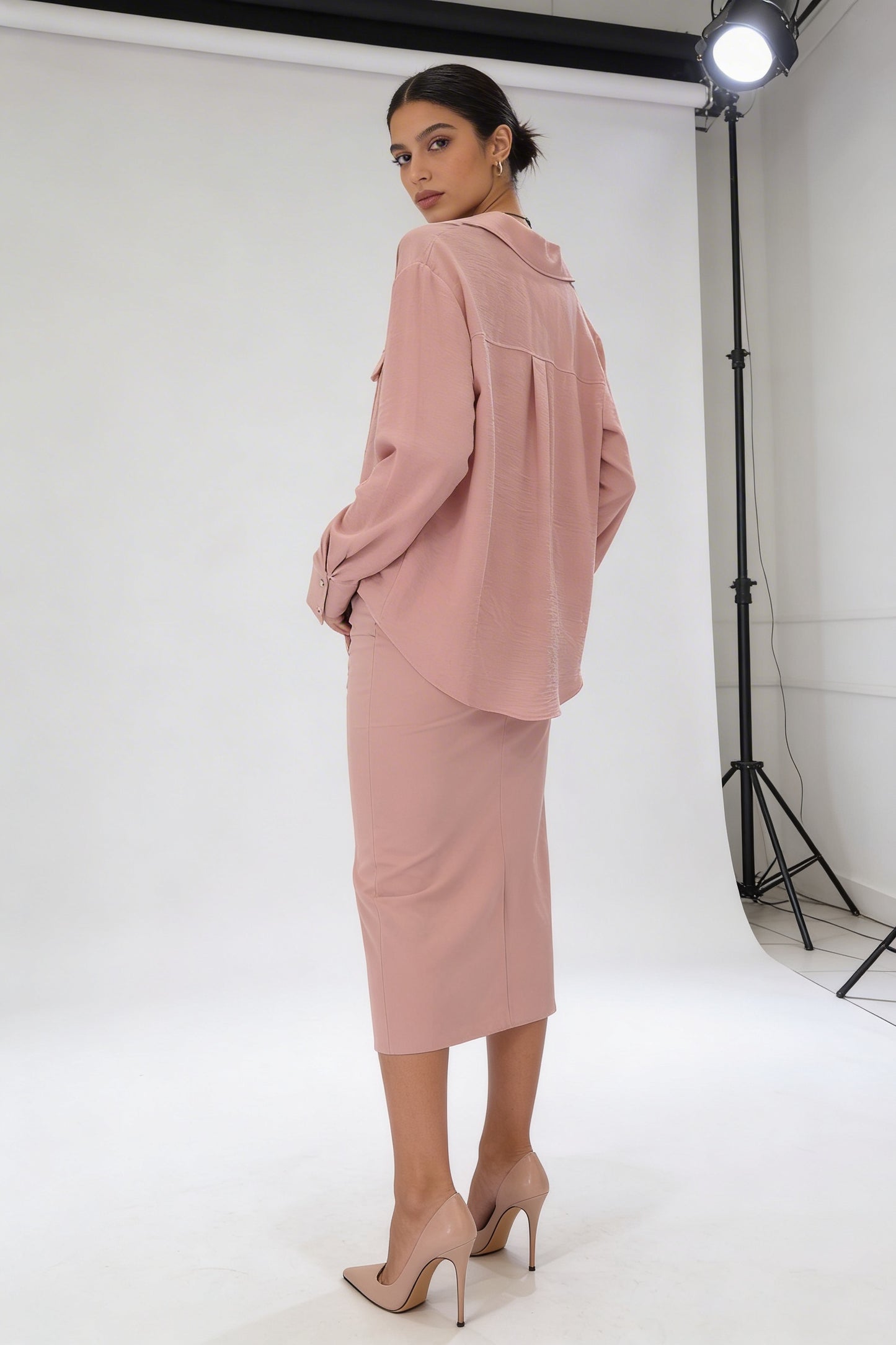 Textured Oversized Button-Down Shirt