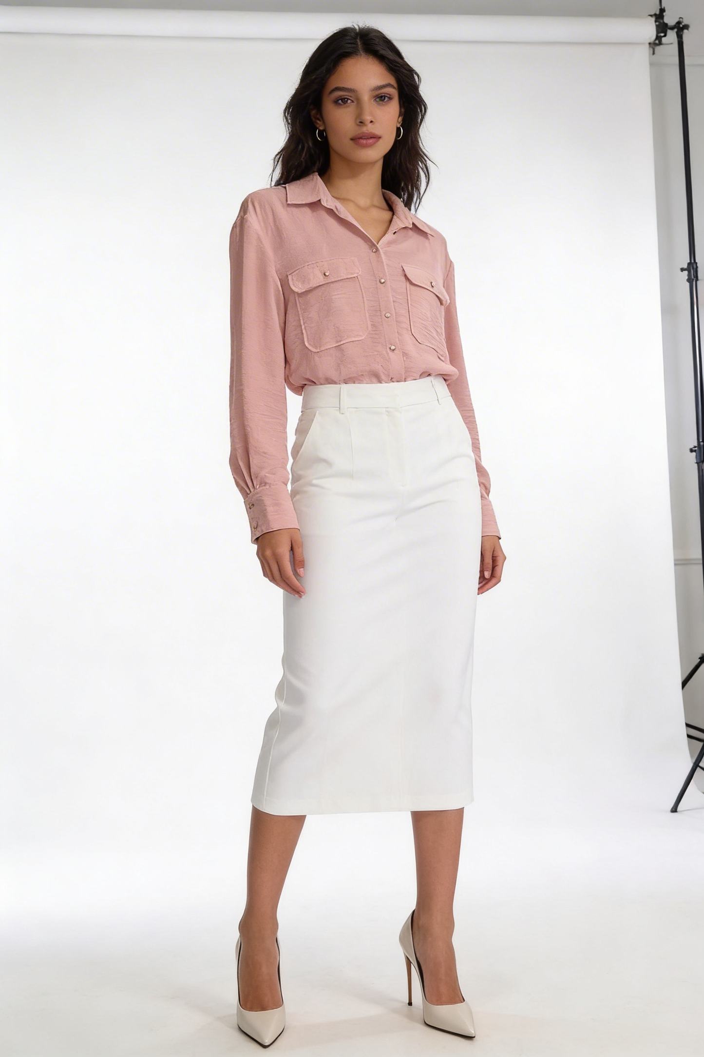 Textured Oversized Button-Down Shirt