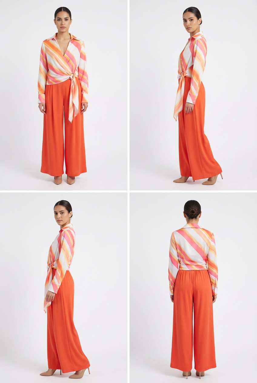 Sunset Stripe Buckle Wrap Blouse