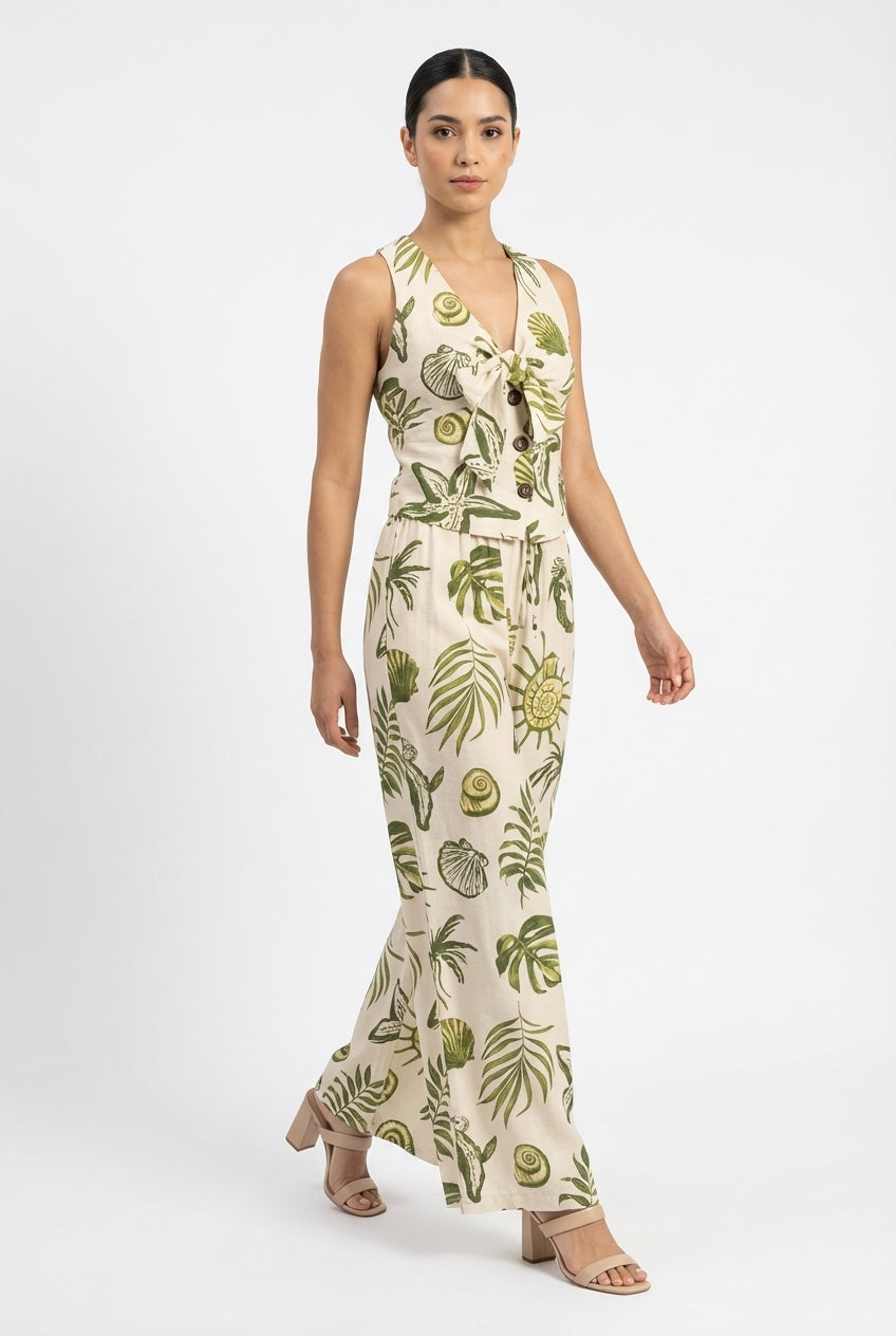 Tropical Shell & Botanical Tie-Front Set