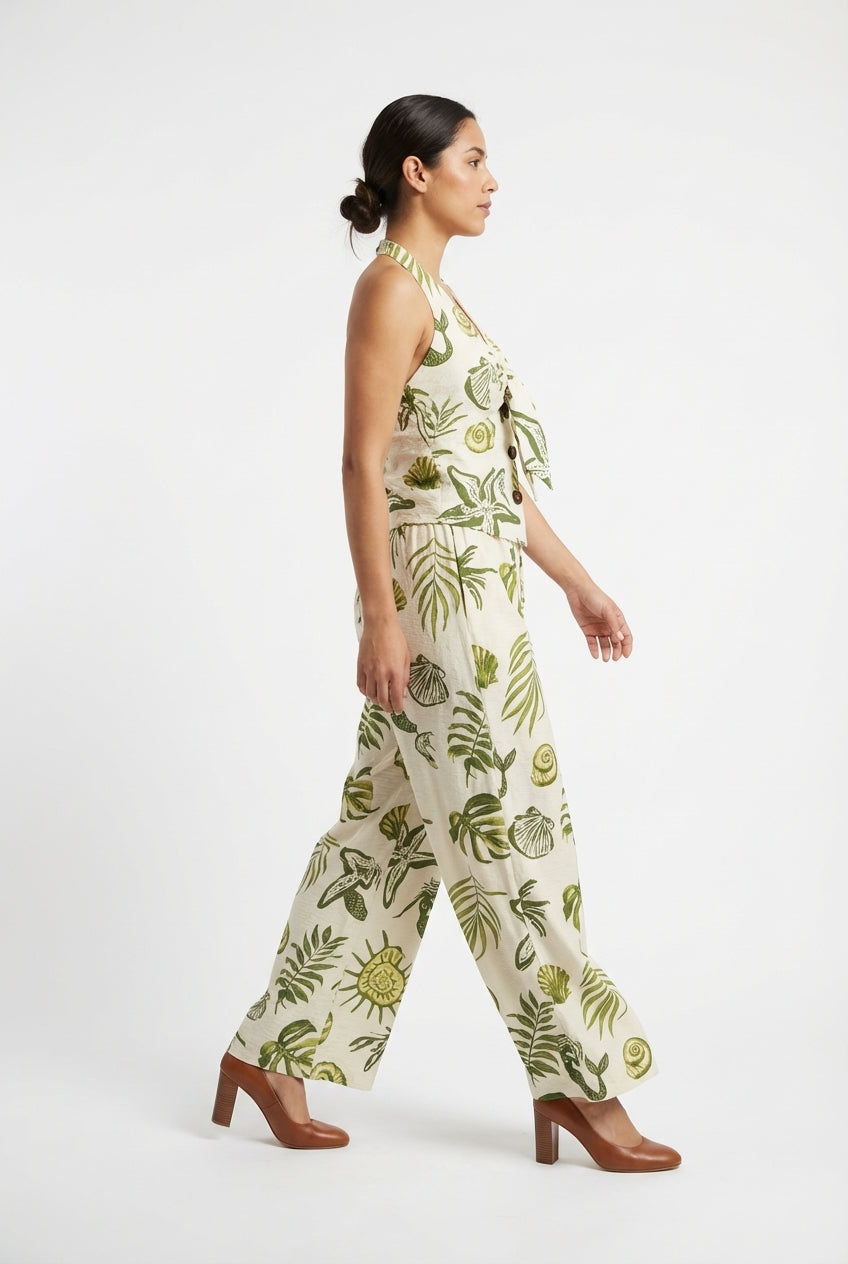 Tropical Shell & Botanical Tie-Front Set