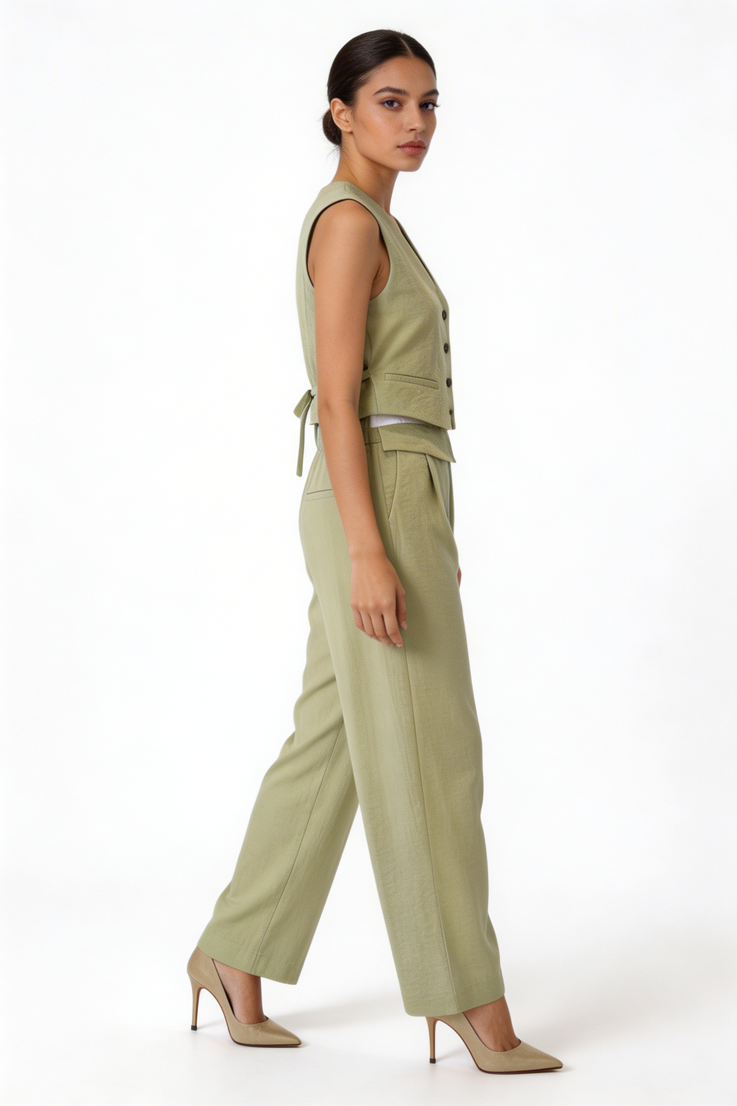 Button-Front Cotton Vest & Pant Set