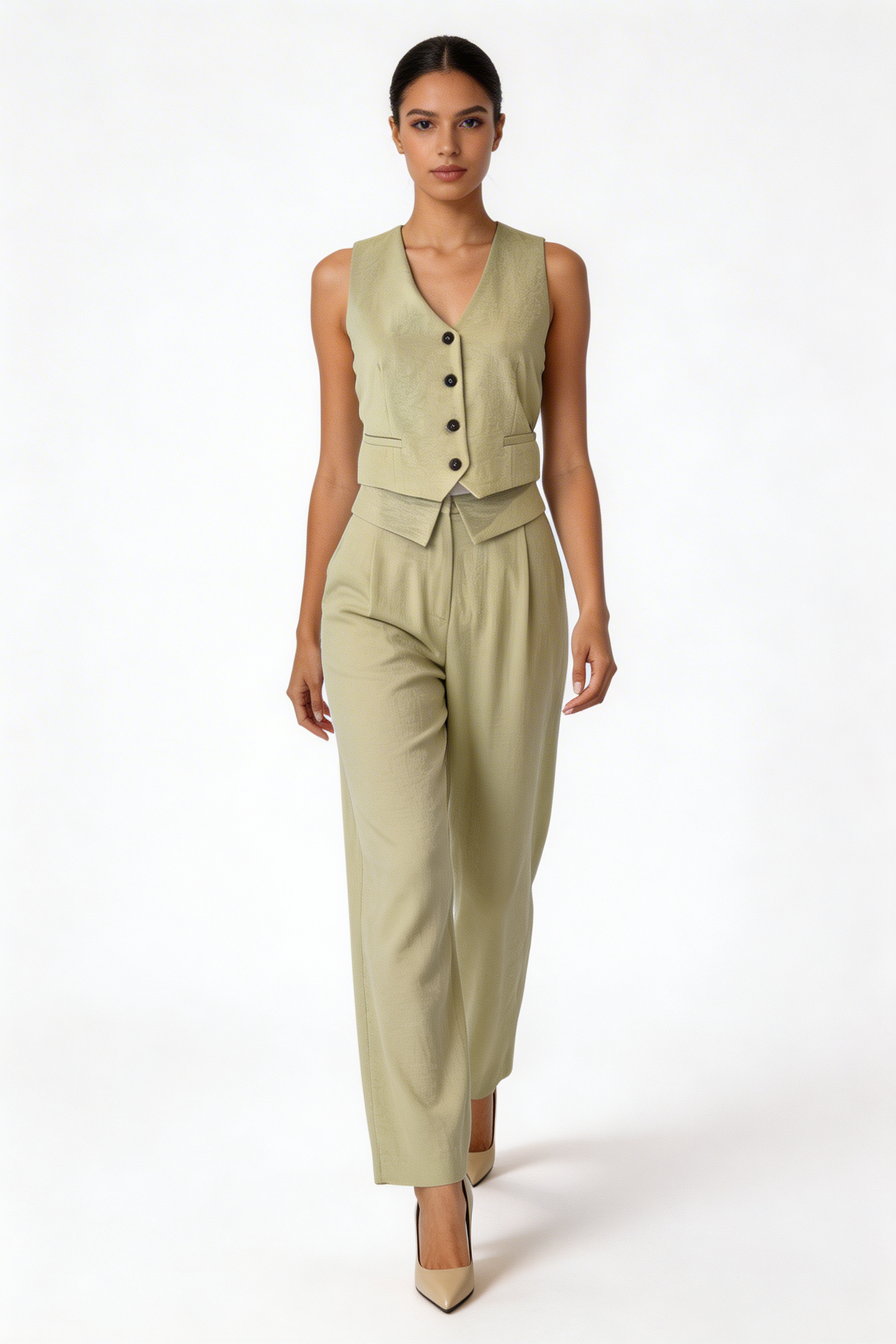 Button-Front Cotton Vest & Pant Set