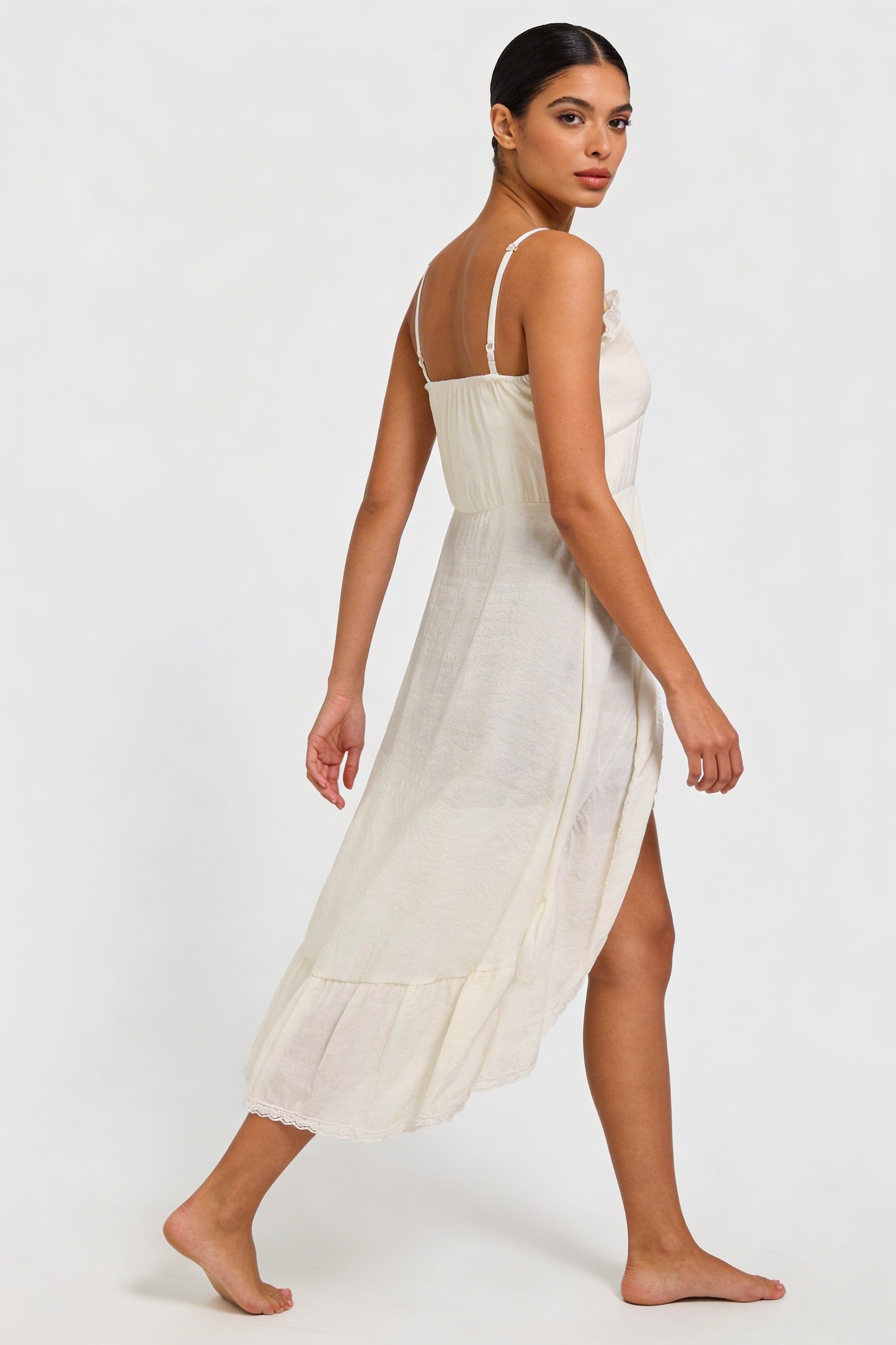 Romantic Lace-Trim Open-Front Tunic