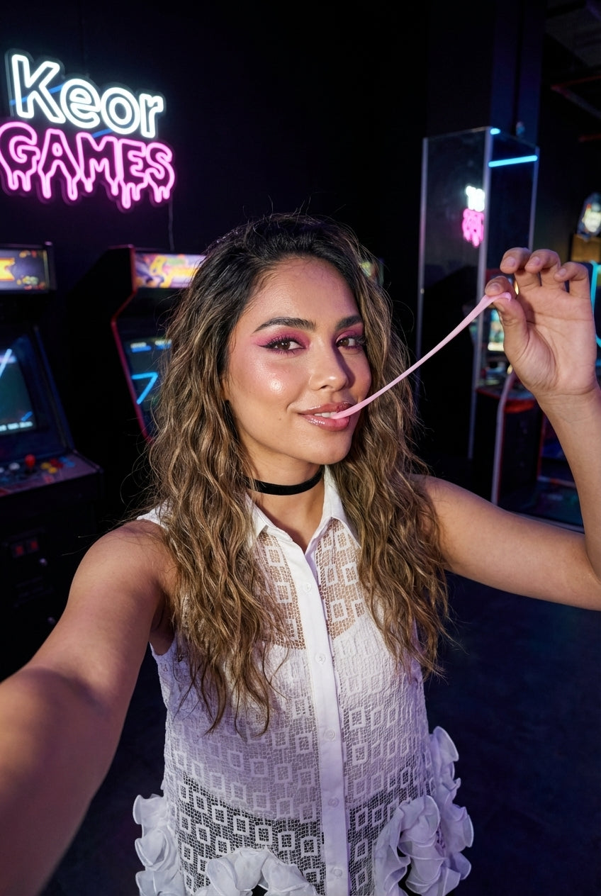 Sheer Geometric Ruffle-Hem Sleeveless Blouse