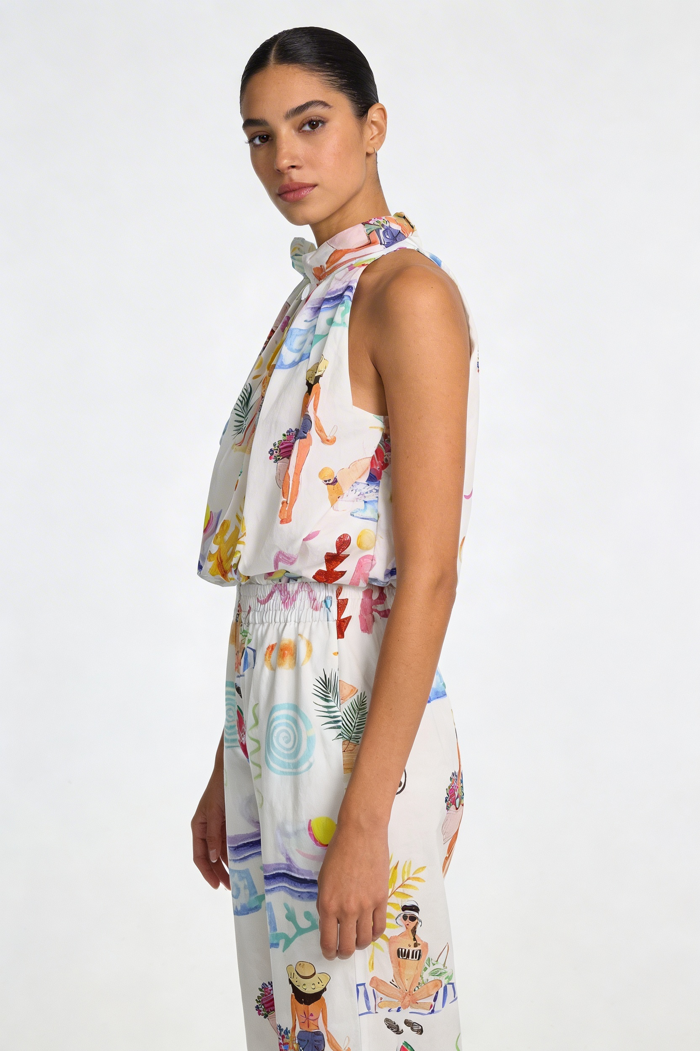 Whimsical Beach Print Halter Set
