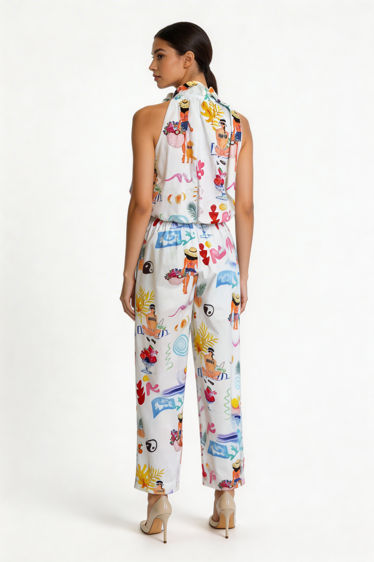 Whimsical Beach Print Halter Set