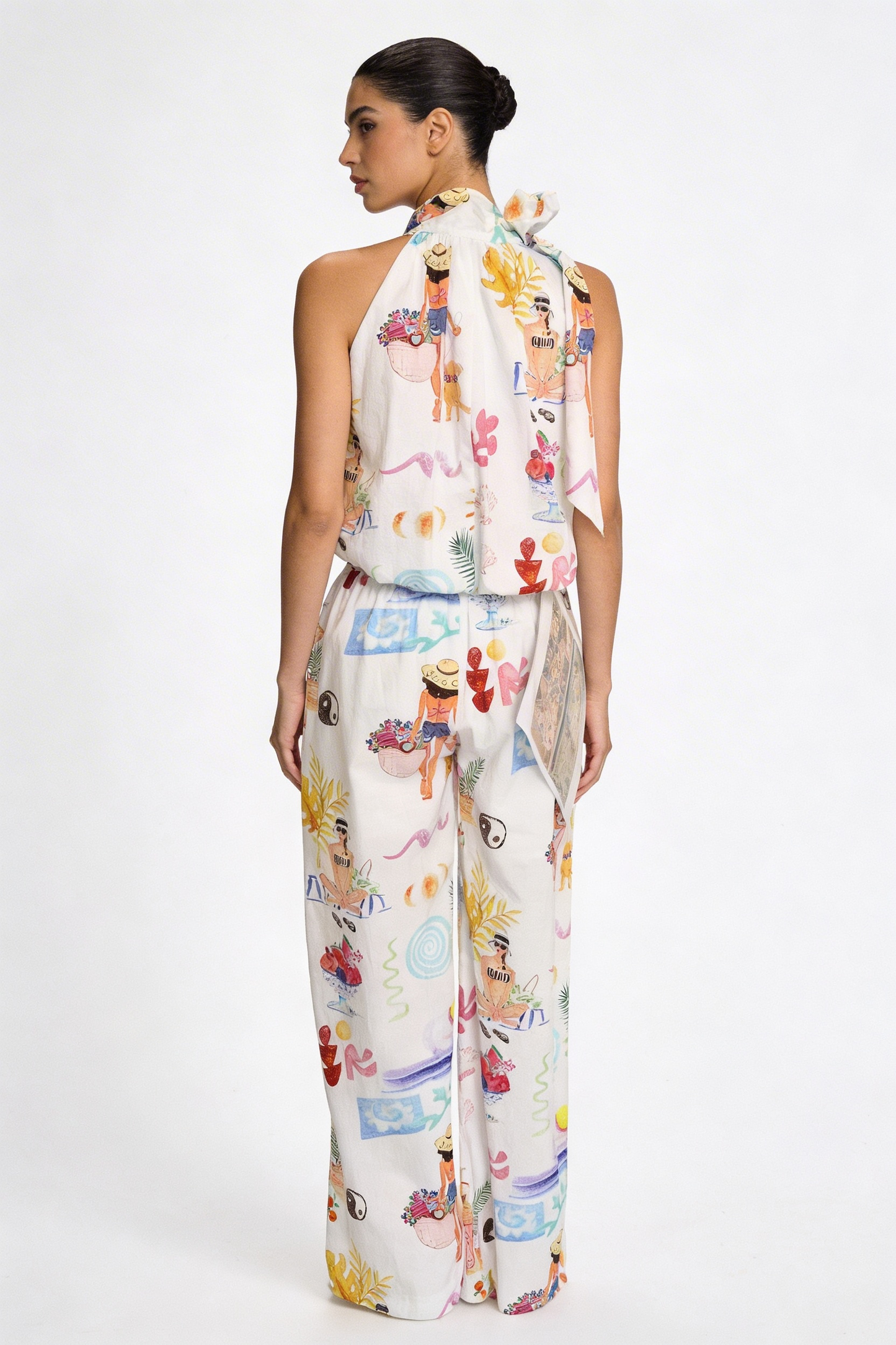 Whimsical Beach Print Halter Set