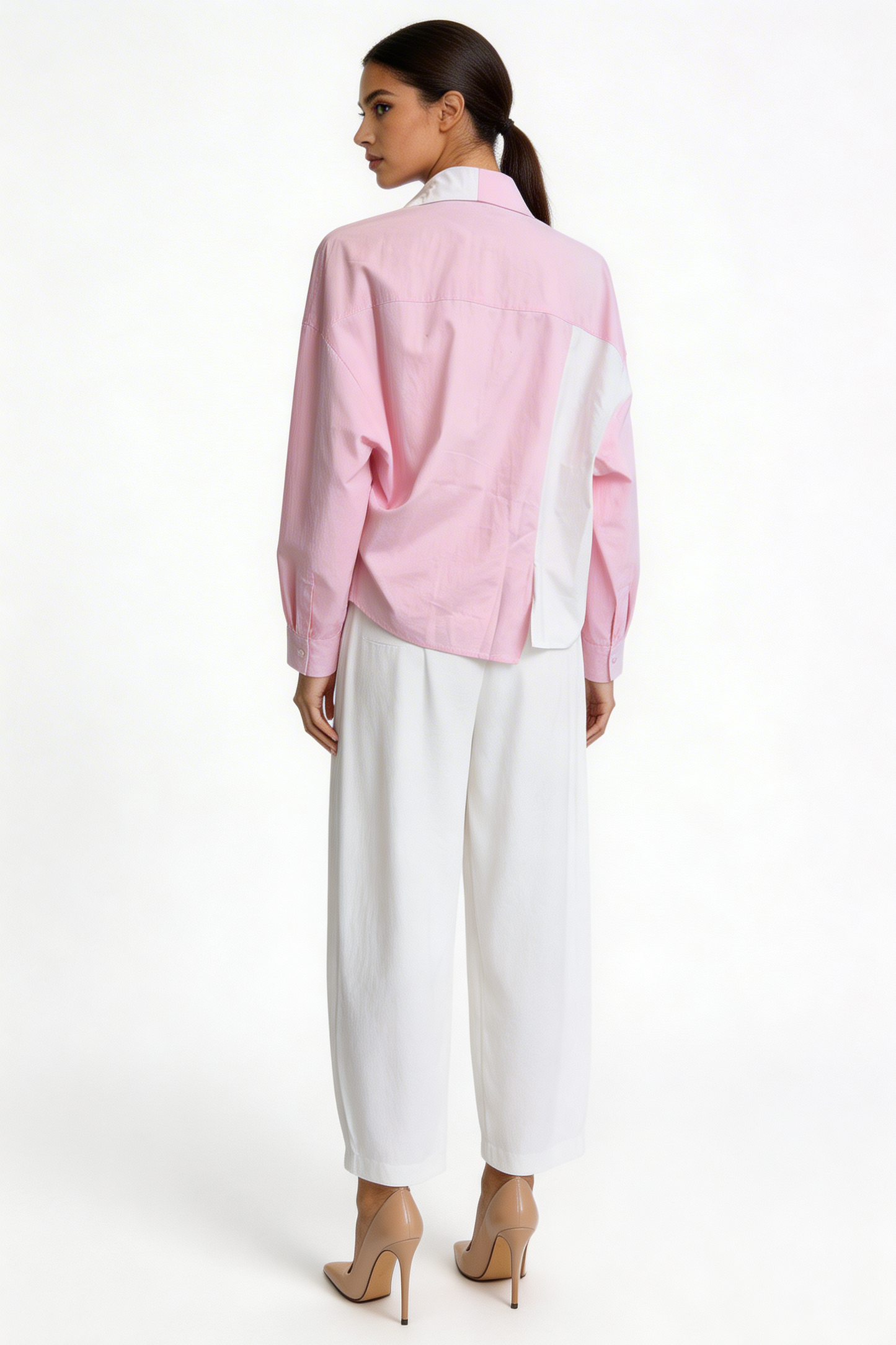 Asymmetrical Colorblock Oversized Shirt