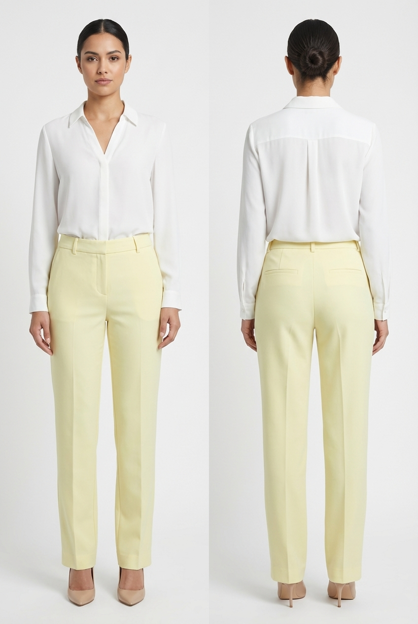 Tailored Pastel Straight-Leg Pants